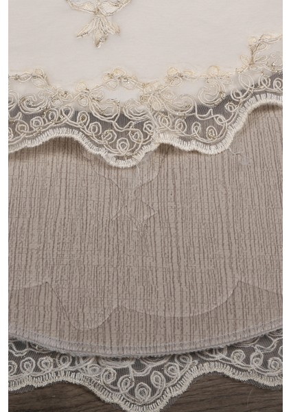 Stella Fransız Güpürlü Krem 2'li Banyo Paspas Takımı Çeyizlik 70 x 120 cm ve 60 x 70 cm