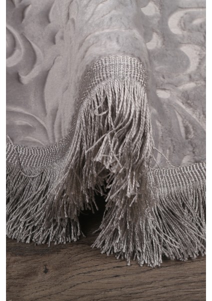 Embos Saçaklı Antrasit 2'li Banyo Paspas Takımı Lüks Çeyizlik 70 x 120 cm ve 60 x 70 cm