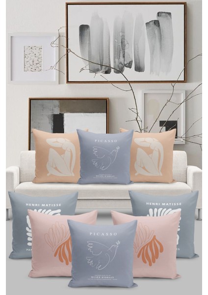 8'li Kırlent Kılıf Seti Çift Taraflı Dijital Baskılı (Yüksek Kalite Mikropetek Kumaş)