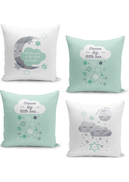 4'lü Kırlent Kılıf Seti Çocuk Bebek Odası Dijital Baskılı