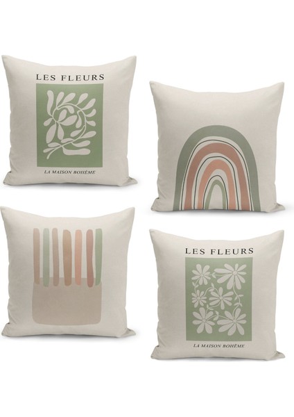 4'lü Kırlent Kılıf Seti Çift Taraflı Dijital Baskılı