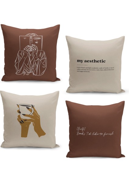 4'lü Kırlent Kılıf Seti Çift Taraflı Dijital Baskılı