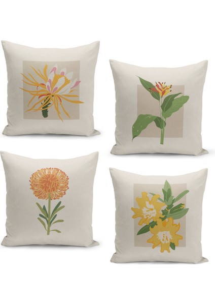 4'lü Kırlent Kılıf Seti Çift Taraflı Dijital Baskılı