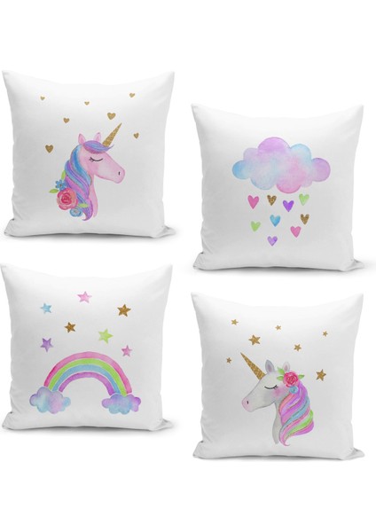 4'lü Kırlent Kılıf Seti Çocuk Bebek Odası Dijital Baskılı