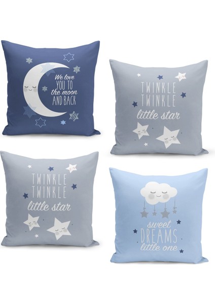 4'lü Kırlent Kılıf Seti Çocuk Bebek Odası Dijital Baskılı