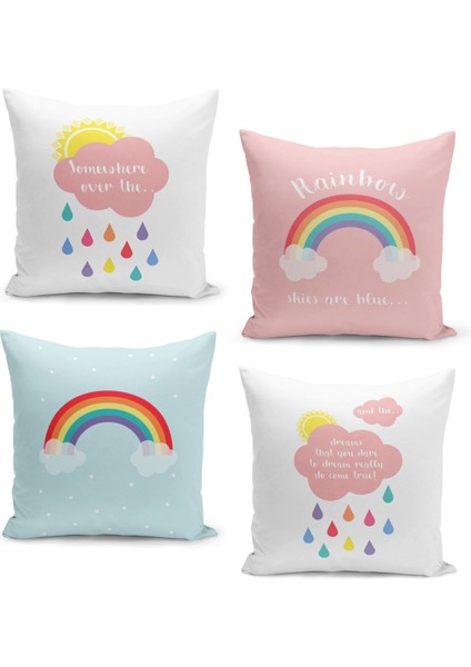 4'lü Kırlent Kılıf Seti Çocuk Bebek Odası Dijital Baskılı