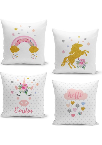 4'lü Kırlent Kılıf Seti Çocuk Bebek Odası Dijital Baskılı