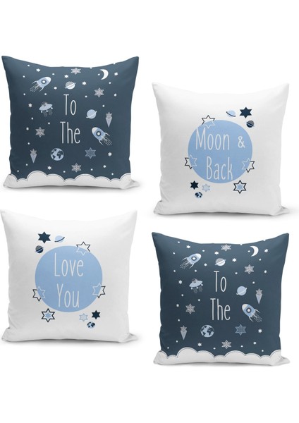 4'lü Kırlent Kılıf Seti Çocuk Bebek Odası Dijital Baskılı