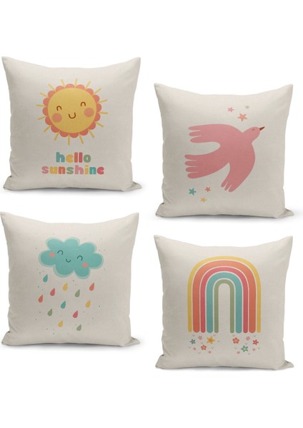 4'lü Kırlent Kılıf Seti Çocuk Bebek Odası Dijital Baskılı