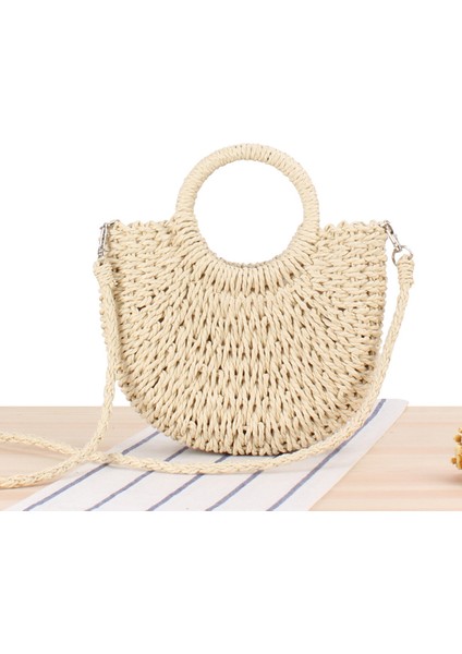 Dropshipping Basit Tarzı, Popüler Yarı Dairesel Hasır Çanta (Yurt Dışından)