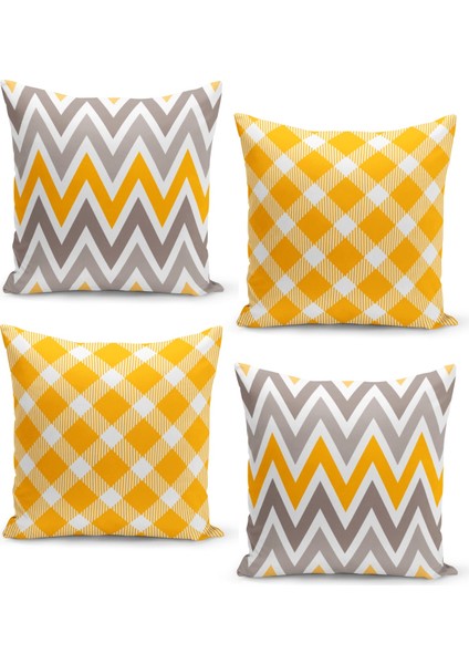 4'lü Kırlent Kılıf Seti Geometrik Desenli