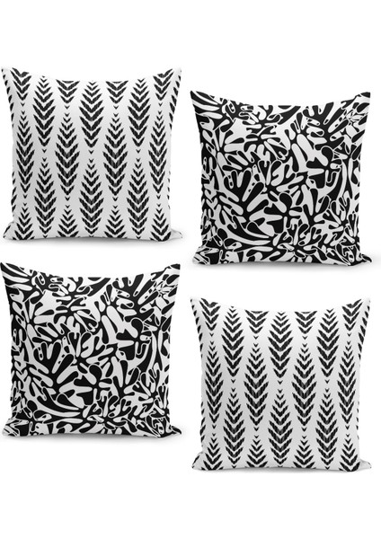 4'lü Kırlent Kılıf Seti Beyaz Zemin Üstüne Bohem Tasarım