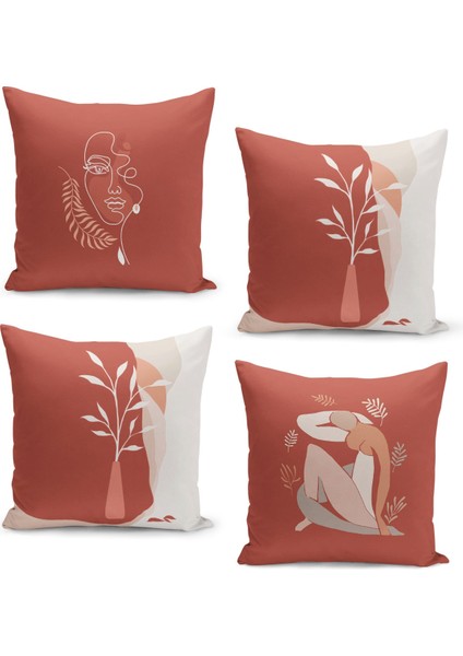 4'lü Kırlent Kılıf Seti Çift Taraflı Dijital Baskılı