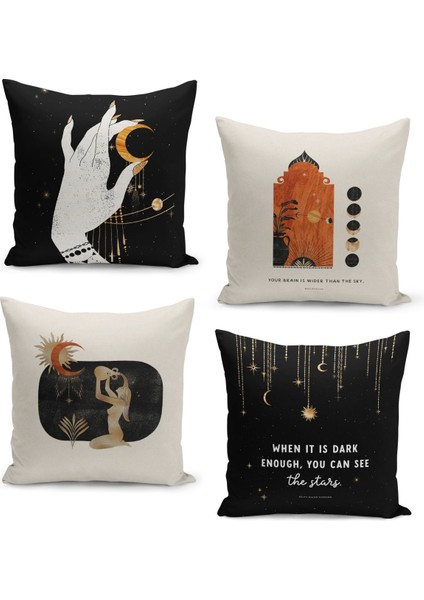 4'lü Kırlent Kılıf Seti Çift Taraflı Dijital Baskılı