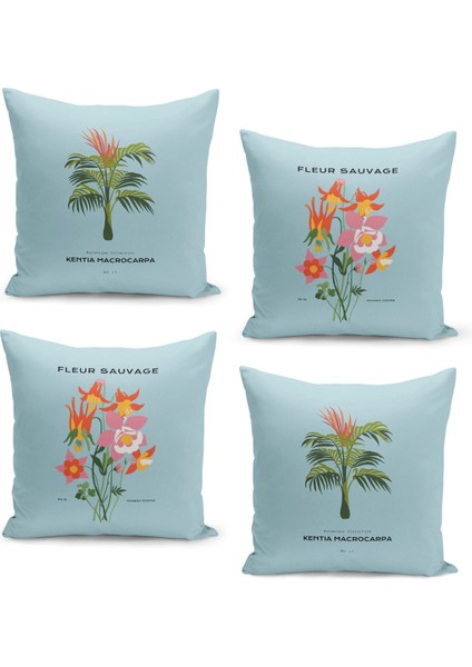 4'lü Kırlent Kılıf Seti Çift Taraflı Dijital Baskılı