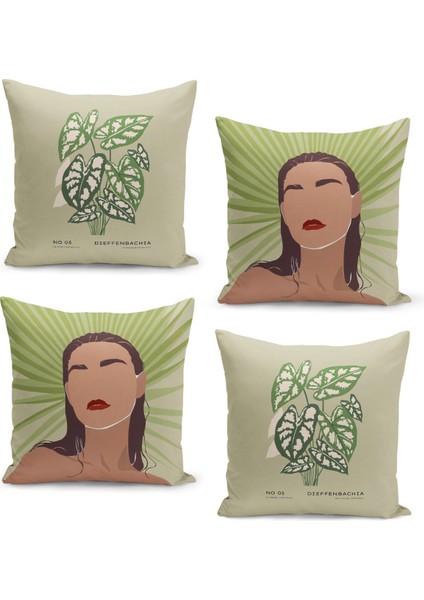 4'lü Kırlent Kılıf Seti Çift Taraflı Dijital Baskılı