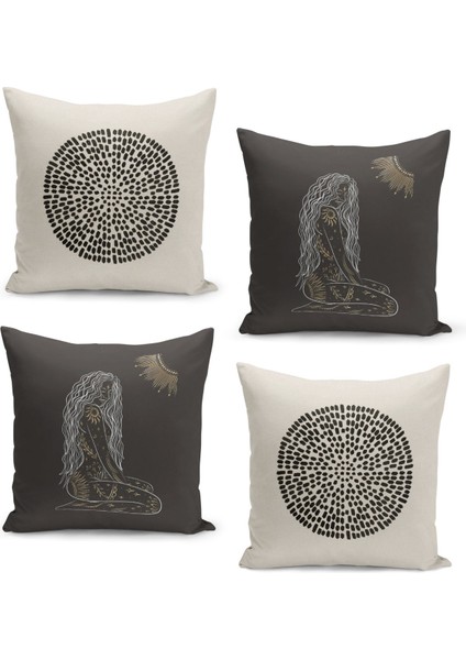 4'lü Kırlent Kılıf Seti Çift Taraflı Dijital Baskılı