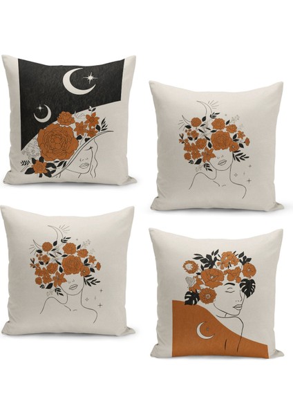 4'lü Kırlent Kılıf Seti Çift Taraflı Dijital Baskılı