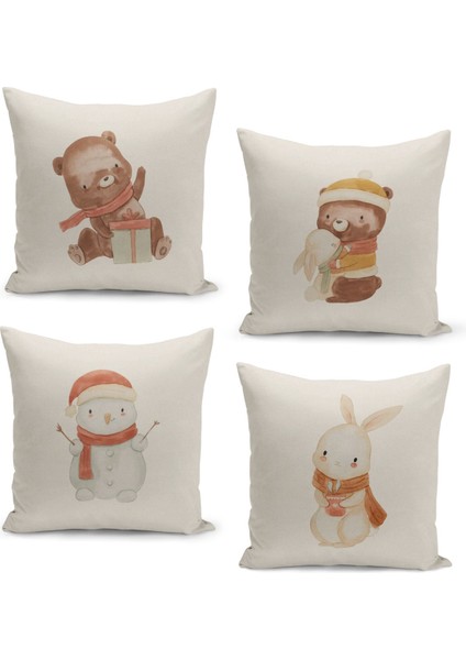 4'lü Kırlent Kılıf Seti Çocuk Bebek Odası Dijital Baskılı