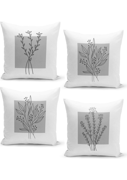 4'lü Kırlent Kılıf Seti Beyaz Zemin Görünüm Minimalist Tasarım fiyatları