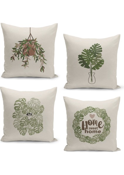 4'lü Kırlent Kılıf Seti Çift Taraflı Dijital Baskılı