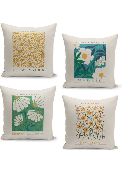 4'lü Kırlent Kılıf Seti Çift Taraflı Dijital Baskılı