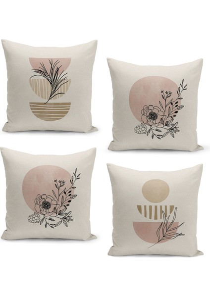 4'lü Kırlent Kılıf Seti Çift Taraflı Dijital Baskılı