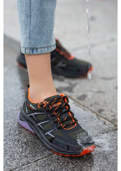 Unisex Outdoor Reflektörlü Su itici Spor Ayakkabı SS001-0355 Haki Lila