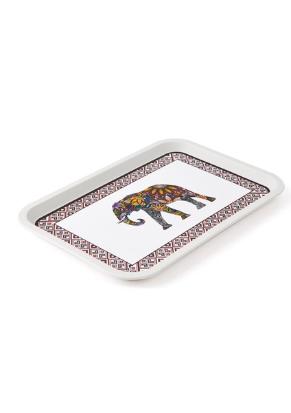 Fil Desenli Toya Kahve Tepsisi - 30,5X20,5 cm fırsatları