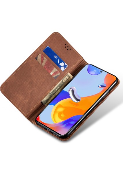 Xiaomi 13 Pro 5g Için Kot Bez Dokusu Anti-Çizelge Cep Telefonu Koruma Koruyucu Flip Cüzdan Kapak Standı-Kahve (Yurt Dışından)