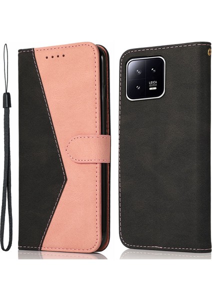 Xiaomi 13 Pro 5g Stand Kılıfı Cüzdan Telefon Şok Geçirmez Kapak-Siyah/gül Altın (Yurt Dışından)