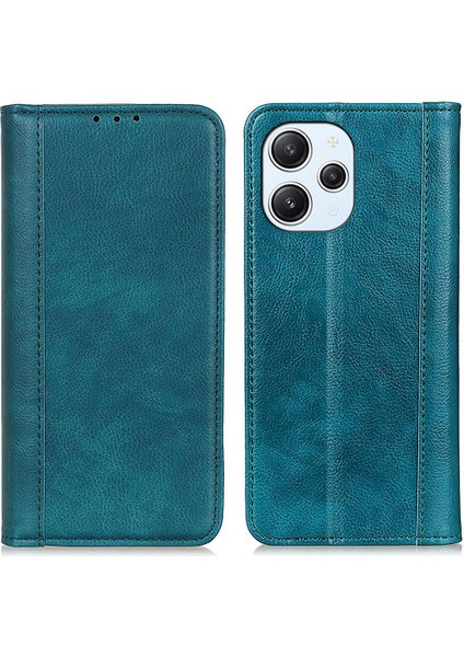 Xiaomi Redmi Için 12 4g Bölünmüş Deri Anti-Dalgalı Kapak Litchi Doku Cüzdan Stand Telefon Kılıfı-Yeşil (Yurt Dışından)