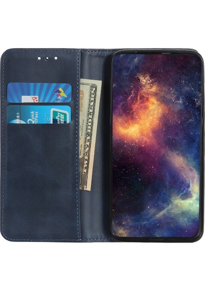Xiaomi Redmi Için Note 12 Pro+ 5g Cowhide Doku Bölünmüş Deri Kılıf Manyetik Otomatik Kapanış Stand Cüzdanı ile Çizgiye Dönüş Anti Telefon Kapağı-Mavi (Yurt Dışından) fiyatları