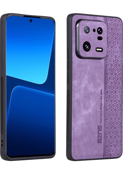 Xiaomi 13 Pro 5g Şok Geçirmez Pu Deri+Tpu Telefon Kapağı Baskılı Desen Anti-Çizelge Cep Telefon Kılıfı-Mor (Yurt Dışından)