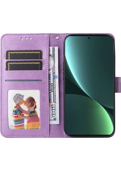 Xiaomi 13 Pro 5g Için Anti-Drop Telefon Kılıfı Pu Deri Ayçiçeği Basılı Stand Cüzdan Koruyucu Folio Flip Kapak Bilek Kayışı Ile-Mor (Yurt Dışından) fiyatları