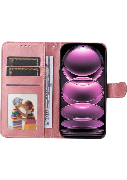 Xiaomi Redmi Için Note 12 Pro+ 5g Buzağı Dokusu Pu Deri Deri Cüzdan Kılıf Katlanabilir Stand Manyetik Kapatma Telefon Kapağı Strap Ile-Gül Altın (Yurt Dışından) fiyatları