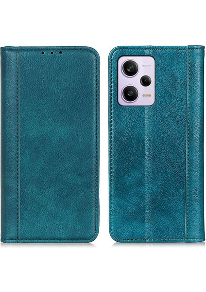 Xiaomi Redmi Için Note 12 Pro+ 5g/redmi Note 12 Explorer 5g Litchi Doku Cüzdan Kılıf Bölünmüş Deri Manyetik Otomatik Absorbed Flip Stand Telefon Kapağı-Yeşil (Yurt Dışından)