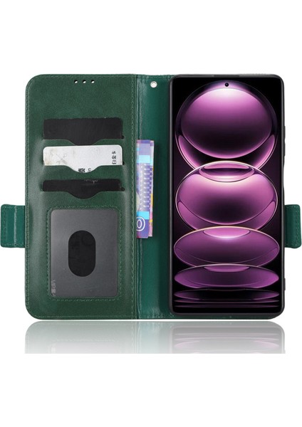 Xiaomi Için Redmi Note 12 Pro+ 5g Tam Koruma Cep Telefonu Kapak Stand Standı Pu Deri Deri Baskılı Üçgen Desen Flip Telefon Kılıfı-Yeşil (Yurt Dışından) fiyatları
