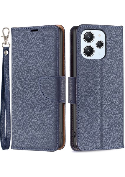 Xiaomi Redmi Için 12 4g Telefon Kapağı Cüzdan Pu Deri Litchi Doku Telefon Flip Stant Kılıfı-Koyu Mavi (Yurt Dışından)