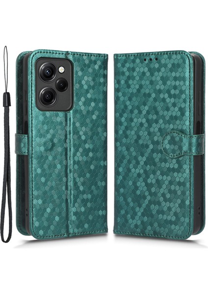 Xiaomi Poco X5 Pro 5g/redmi Için Note 12 Pro Speed ​​5g Desen Baskılı Deri Cüzdan Stand Kılıfı-Yeşil (Yurt Dışından)