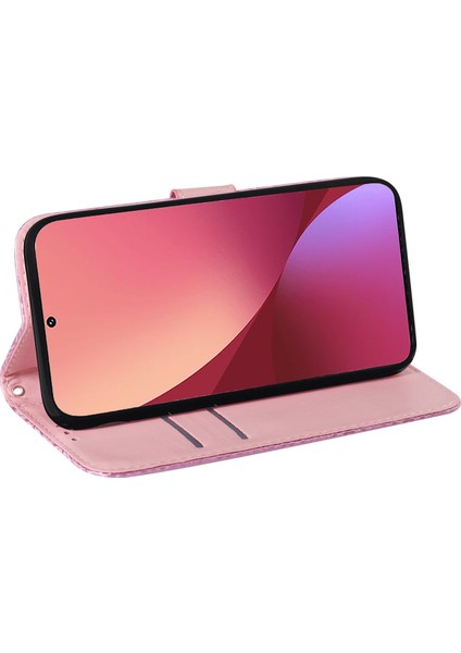 Xiaomi Redmi Için Note 12 Pro+ 5g Pu Deri Flip Kılıf Göz Kamaştırıcı Çiçek Desen Cüzdan Stand Telefon Kapağı-Pembe (Yurt Dışından) fiyatları