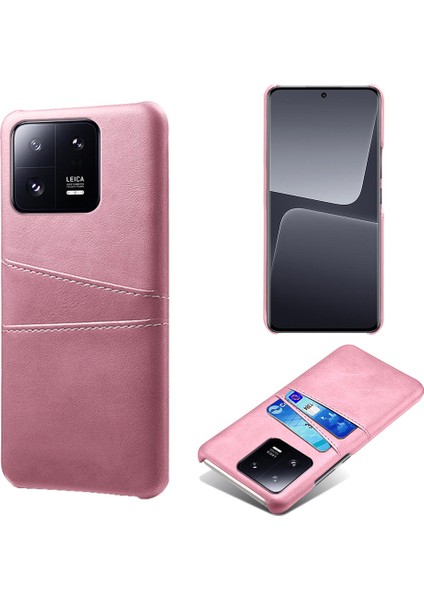 Xiaomi 13 Pro 5g Için Çift Kart Yuvaları ile Şok Geçirmez Telefon Kılıfı Pu Deri Kaplamalı Sert Pc Sıralamaya Dayanıklı Arka Kapak-Gül Altın (Yurt Dışından)