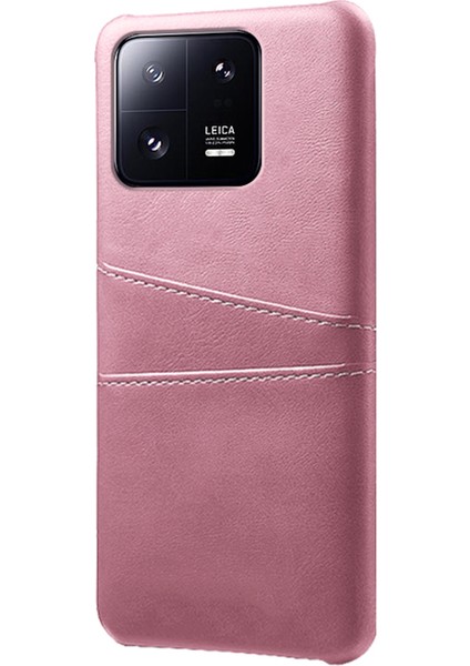 Xiaomi 13 Pro 5g Için Çift Kart Yuvaları ile Şok Geçirmez Telefon Kılıfı Pu Deri Kaplamalı Sert Pc Sıralamaya Dayanıklı Arka Kapak-Gül Altın (Yurt Dışından)