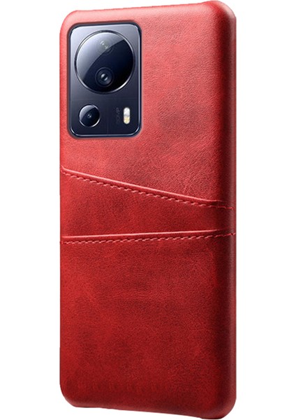 Xiaomi Civi 2 5g/12 Lite Ne 5g Çift Kart Yuvaları Pu Deri Kaplamalı Pc Telefon Kapağı-Kırmızı (Yurt Dışından)