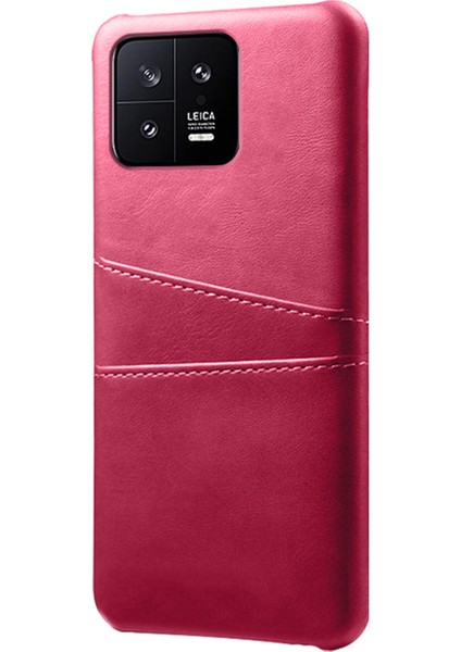 Xiaomi 13 5g Çift Kart Yuvaları Için Damla Geçirmez Cep Telefonu Arka Kapak Pu Deri Kaplamalı Sert Pc Telefon Kılıfı-Gül (Yurt Dışından)