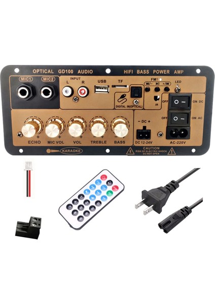 GD100 Optik Ses Girişi ile Bluetooth Amplifikatör Kurulu Hifi Karaoke Amplifikatör Ev/araba Amplifikatör Kartı (Abd Tak) (Yurt Dışından)
