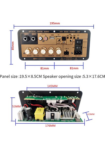 GD100 Optik Ses Girişi ile Bluetooth Amplifikatör Kurulu Hifi Karaoke Amplifikatör Ev/araba Amplifikatör Kartı (Abd Tak) (Yurt Dışından)