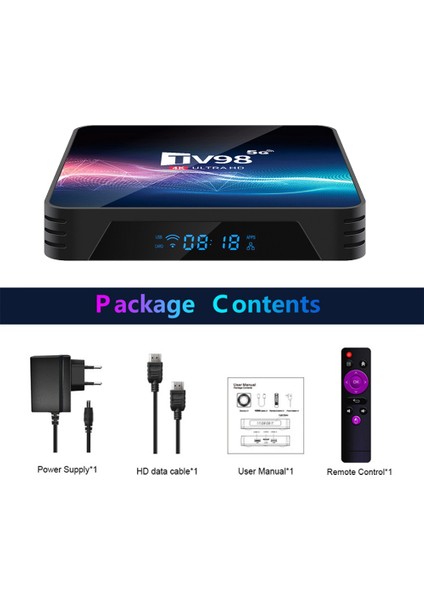 TV98 Tv Kutusu 1g + 8g 2.4g ve 5g Wifi Allwinner H313 4KX2K Android 12 Set Üstü Kutu TV98 Medya Oynatıcı Abd Tak (Yurt Dışından)