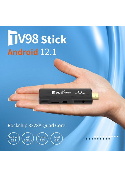 TV98 Tv Stıck 2G+16G ANDROID12.1 2.4g 5g Wifi Android Akıllı Tv Kutusu 4K 60FPS Set Üstü Kutusu (Yurt Dışından)