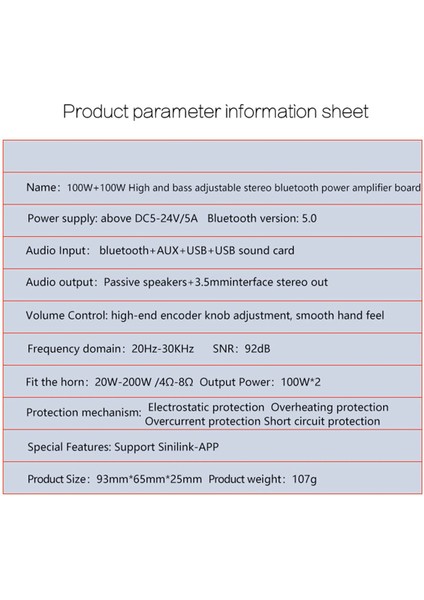 Bluetooth 5.0 100W+100W Güç Subwoofer Amplifikatör Kurulu 2.1 Kanal Sınıf D Ev Ses Stereo Ekolayzır Amp XY-T100L (Yurt Dışından)